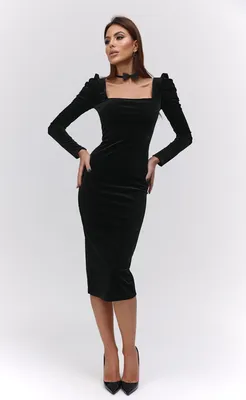 Платье-футляр, \"Шарм\", бархат, черный — Купить в интернет-магазине женской  одежды Malina Bonita