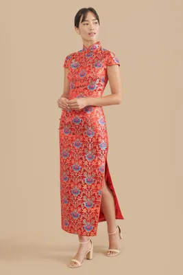 Chinese Fashion Dress Improved Cheongsam Short Blue Qipao Summer -  Hanfumodern