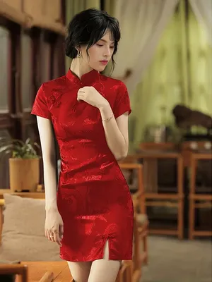 New Luxurious Womens Satin Printed Chinese Long Dress Cheongsam Qipao -  Walmart.com