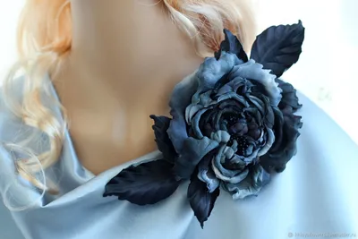 Брошь-цветок синяя хризантема. Украшение на платье. №710521 - купить в  Украине на Crafta.ua