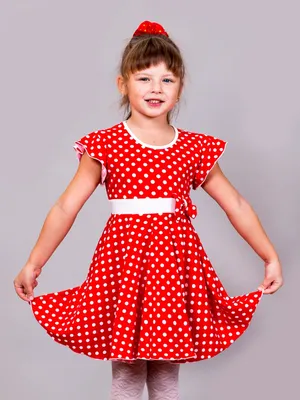 Красное платье в белый горох для девочки NPL012 в интернет-магазине Ekakids