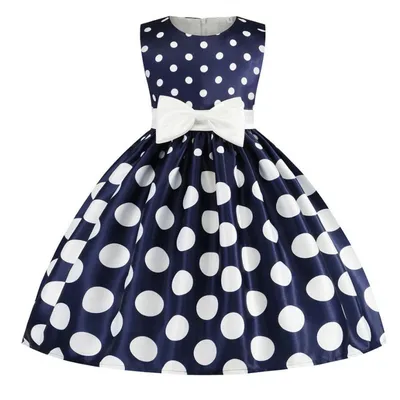 Темно-синее платье в горошек для девочки RP007-1 в интернет-магазине Е-Леди