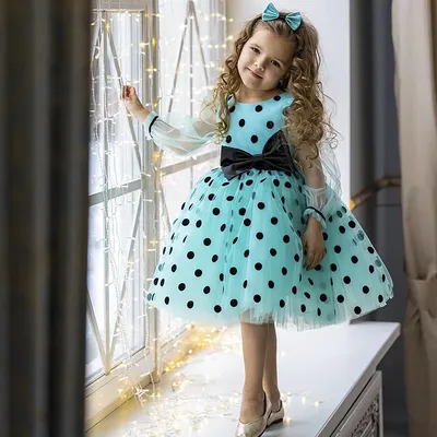 Детское пышное платье в горошек, на Возраст 4-10 лет | AliExpress
