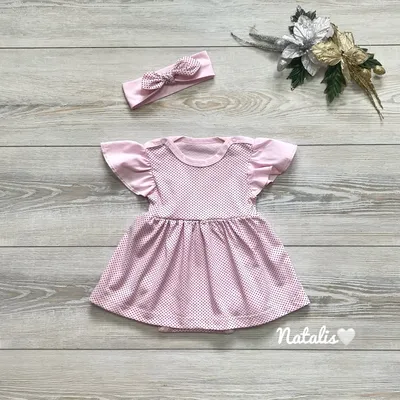 Боди-платье \"Горошек\" (розовое) - купить по выгодной цене | ♡ Natalis-Baby  ♡ Одежда для новорожденных детей.