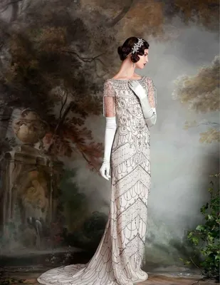 Платье в стиле 20-х годов со шлейфом | Wedding dresses vintage 20s, 1920s  wedding dress, Vintage inspired wedding dresses