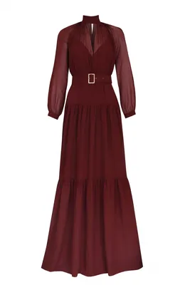 Платье миди с высоким воротником и V-образным вырезом :: LICHI - Online  fashion store