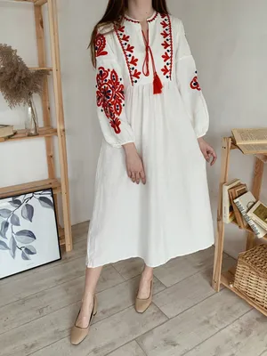 Платье вышиванка белое ♥ интернет-магазин Ромашка