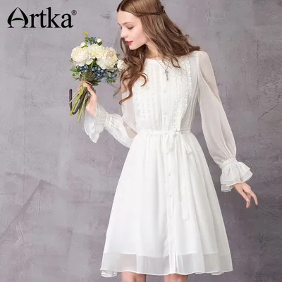 Платье-поло белого цвета длиной до колена — EVDOKIA