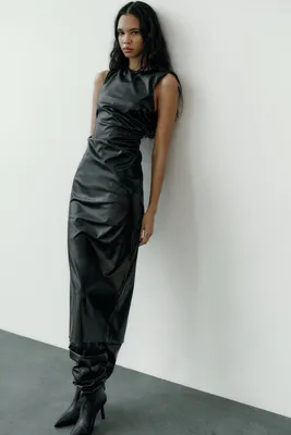 Минималистическое платье из кожи (арт. 36849) ♡ интернет-магазин Gepur
