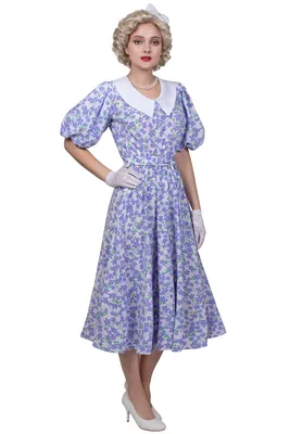 Платье в стиле 40-х годов с отложным воротником - купить за 7900 руб:  недорогие мода 40-х, послевоенная в СПб