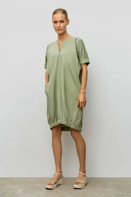 Платье-баллон из хлопка - артикул B451062, цвет FERN - купить по цене 3904  руб. в интернет-магазине Baon