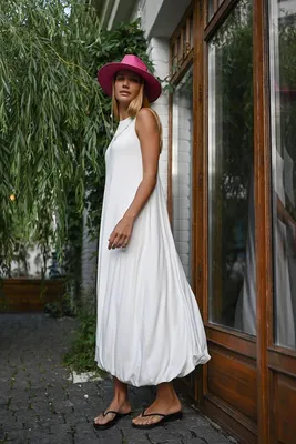 Платье льняное белое баллон на запах ME LO 165611952 купить в  интернет-магазине Wildberries