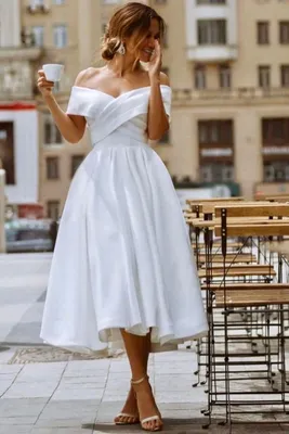 свадебное платье со спущенными рукавами артикул 202013 цвет белый👗  напрокат 6 000 ₽ ⭐ купить 30 000 ₽ в Ростове-на-Дону