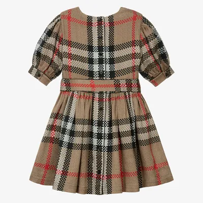 Burberry - Бежевое шелковое платье в клетку | Childrensalon