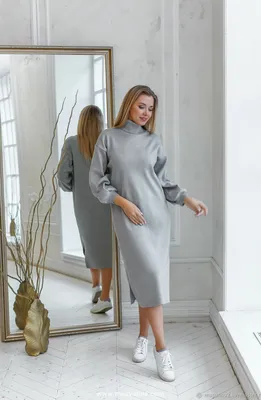 Теплые зимние вязаные платья — модные модели для базового гардероба