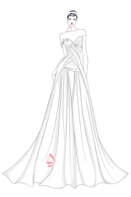 Эскиз свадебного платья из бисера на одной лямке - Lunss