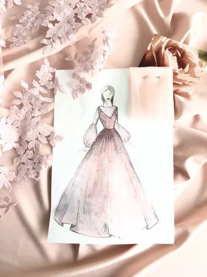 Иллюстрация эскиз свадебного платья | Illustrators.ru