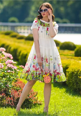 М.Б.ЛАБ - Платье Весна многоярусное из хлопка-батиста цветное