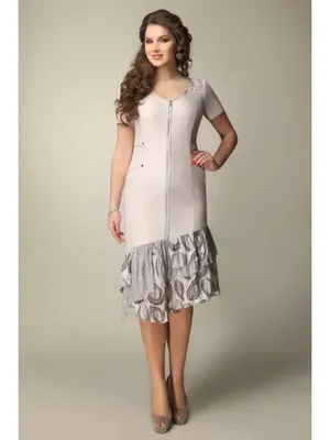 Платье Swallow, Кофейный в белый горох (модель 487) — Белорусский трикотаж  в интернет-магазине Mirtrik