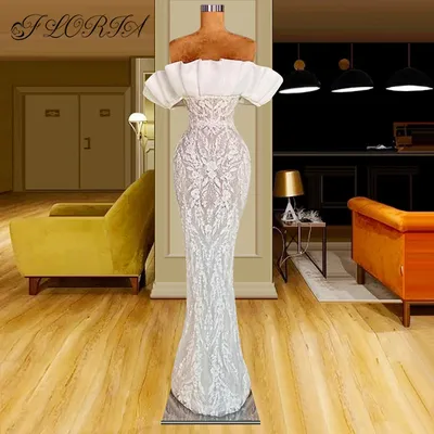 Элегантное арабское вечернее платье с блестками и бисером, блестящие  вечерние платья с баской, платья знаменитостей, индивидуальные платья до  пола для выпускного вечера | AliExpress