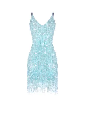 Голубое платье-мини с бисером, артикул 1-23/5-383-Н753 | Купить в  интернет-магазине Yana в Москве