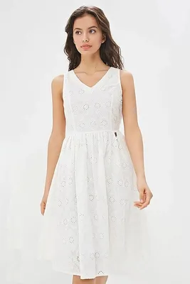 Платье из кружевного шитья - артикул B459042, цвет WHITE - купить по цене  2159 руб. в интернет-магазине Baon