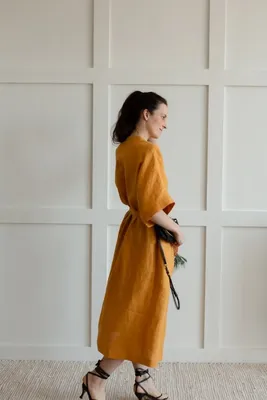 Платье из смесового льна с бахромой - артикул B459034, цвет CAPERCAILLIE -  купить по цене 0 руб. в интернет-магазине Baon
