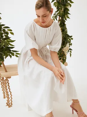Выкройка месяца: изящное льняное платье с широкими бретелями — BurdaStyle.ru