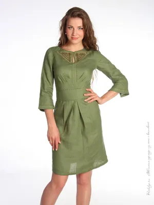 Платье из льна с широким поясом - артикул B4522050, цвет DUSTY MOCCA -  купить по цене 6699 руб. в интернет-магазине Baon