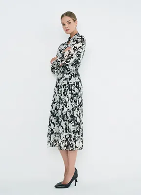 Платье из шифона с плиссированной юбкой (LR9551O02-99) купить за 1399 руб.  в интернет-магазине O'STIN