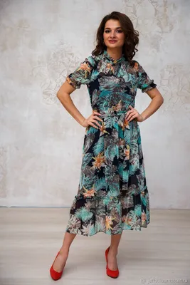 Купить летящее Платье с запахом из шифона миди (Айвори) в Челябинске в  салоне платьев по выгодной цене