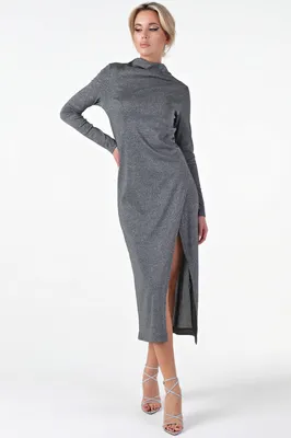 Серебристое платье из тонкого трикотажа FL-153.3-11 цена-3394 р. в интернет  магазине beauti-full.ru
