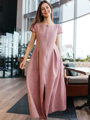 Платье из льна - Арт 58Ш/розовый | Интернет магазин ArgNord.ru