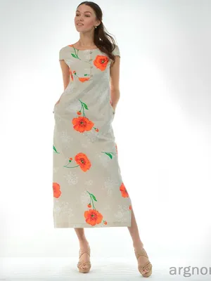 Льняное платье с вышивкой 4505 купить в интернет-магазине