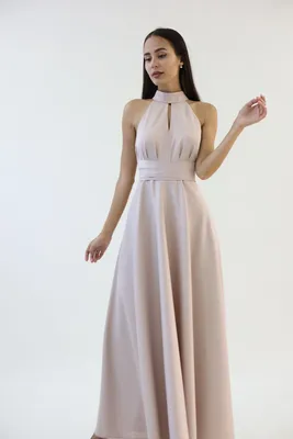 Купить Атласное Платье макси с американской проймой (Нюдовое) в Самаре в  салоне платьев по выгодной цене