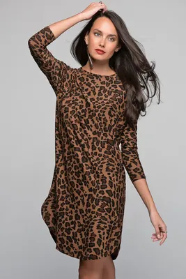 Купить QICED женские модные весенне-осенние повседневные платья с леопардовым  принтом и длинным рукавом, v-образным вырезом и высокой талией | Joom