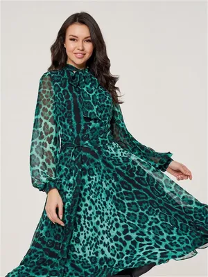 Шелковое платье с леопардовым принтом от Ermanno Scervino, D362Q309FNJ