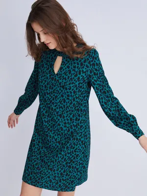 Платье с леопардовым принтом для девочек цвет: синий принт, артикул:  2812050716 – купить в интернет-магазине sela