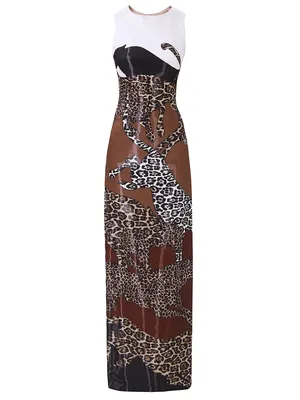 Мини-платье с леопардовым принтом и оборками, с ложным воротником и длинным  рукавом | AliExpress