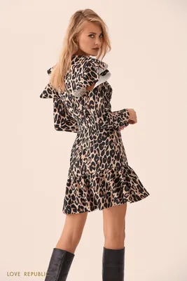 Купить Женское платье с длинным рукавом с леопардовым принтом, повседневные  платья для пляжного отдыха | Joom
