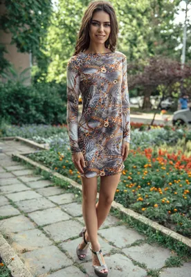 Купить платье мини из вискозного шелка с леопардовым принтом с доставкой и  примеркой в интернет магазине olalafason.ru в Москве