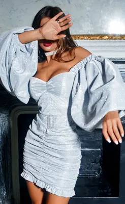 Платье-миди из вискозы с объемными рукавами 00001629 белый купить в  интернет-магазине Post Meridiem