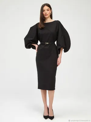 Платье в длине миди с объемными рукавами бордо можно купить с доставкой и  примеркой в интернет магазине olalafason.ru в Москве