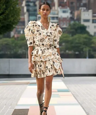 Платье-трапеция цвета хаки с рюшами и воланами 57737 за 256 грн: купить из  коллекции Expression - issaplus.com