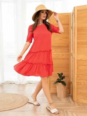 Женское Платье с рюшами из структурного шифона (размер 42-48) купить в  онлайн магазине - Unimarket