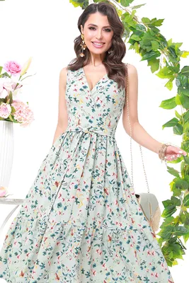 Серое платье с цветочным принтом - 1432 - JK-Fashion