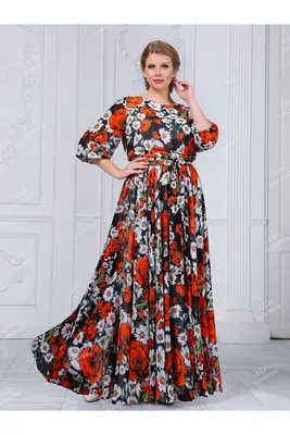 Длинное шифоновое платье с цветочным принтом ND101B купить в салоне Бурлеск  в СПб
