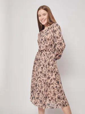 Купить Платье красное с цветочным принтом макси из штапеля -B026 большого  размера в Украине - интернет-магазин женской одежды BIZERY