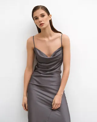 Трикотажное платье серого цвета с открытой спинкой Дамира 51331 ᐅ купить в  Itelle
