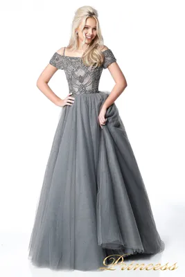 Купить вечерние платья 9061 серого цвета по цене 17500 руб. в Москве в  интернет-магазине Принцесса